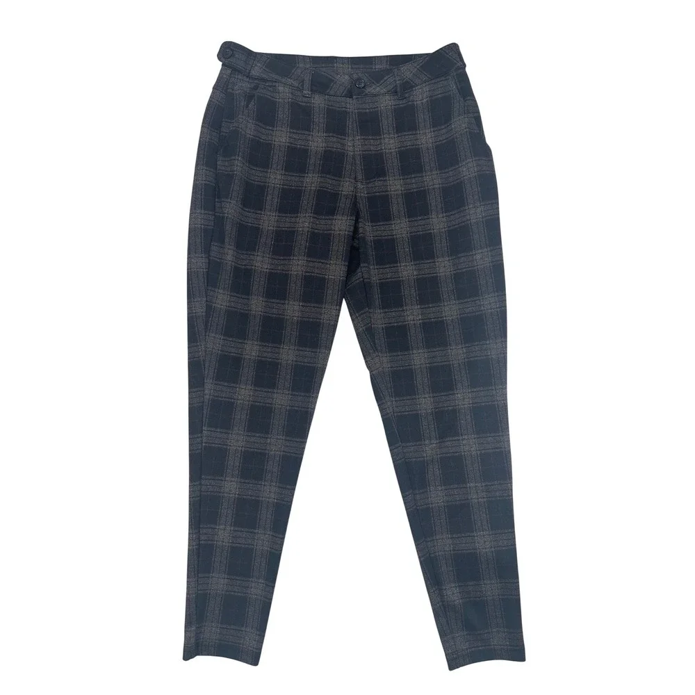 YoungLA 615 Plaid Dress Pants‎ Mens Black Gray Tapered Slim Fit Chinos size 32